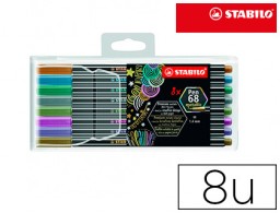 6 rotuladores acuarelables Stabilo Pen 68 tinta color metálico